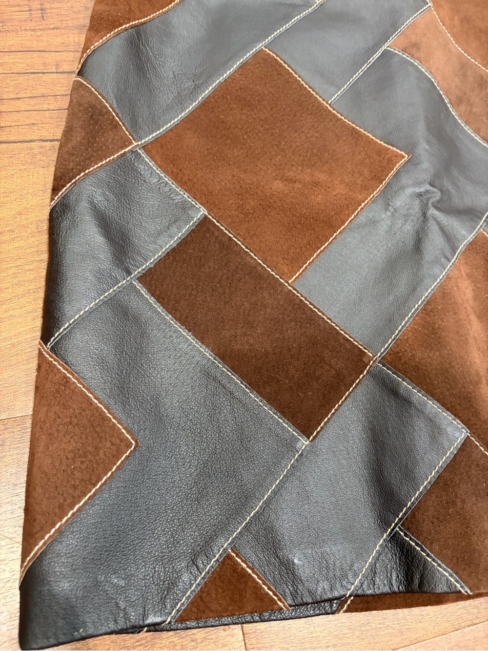 Laundry Leather and Suede Parchwork Mini Skirt - Picture 2 of 9